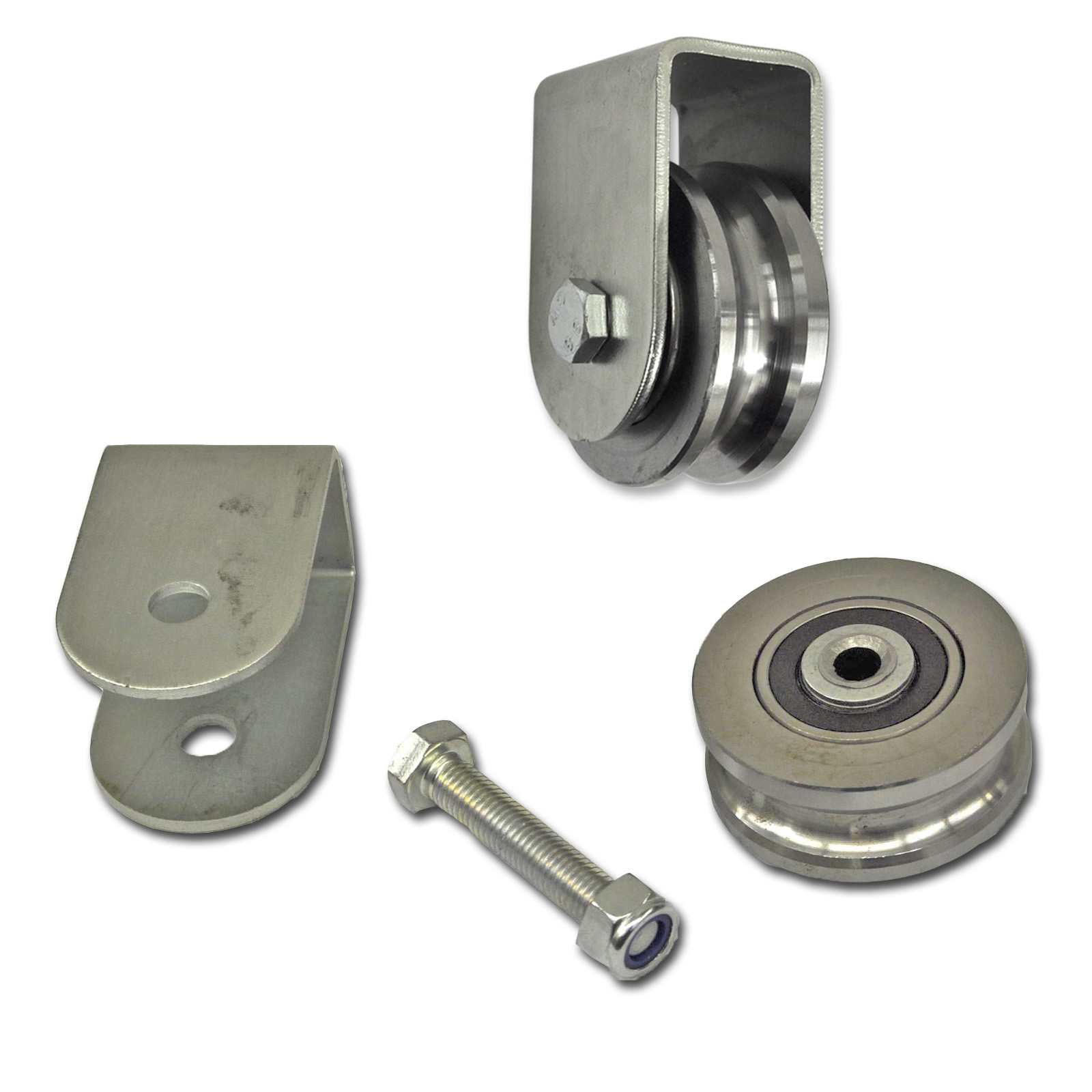 4 x Stützbock mit Stahlrolle Schiebetür Stützrolle Ø 7,6cm
